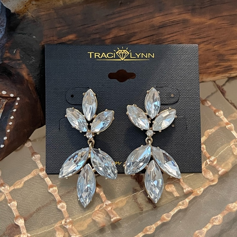 Marquis cut crystal pierced earrings